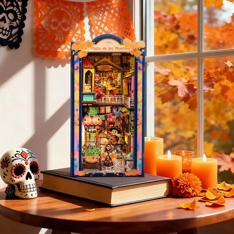CUTEBEE Kit de coin de livre de maison miniature DIY - Puzzle en bois 3D découpé au laser pour adultes, insert d'étagère créatif et décoration de bureau à domicile Crafterra