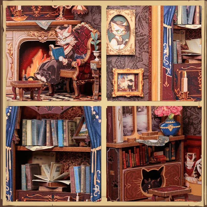 Book Nook Count Cat's Study - Crafterra