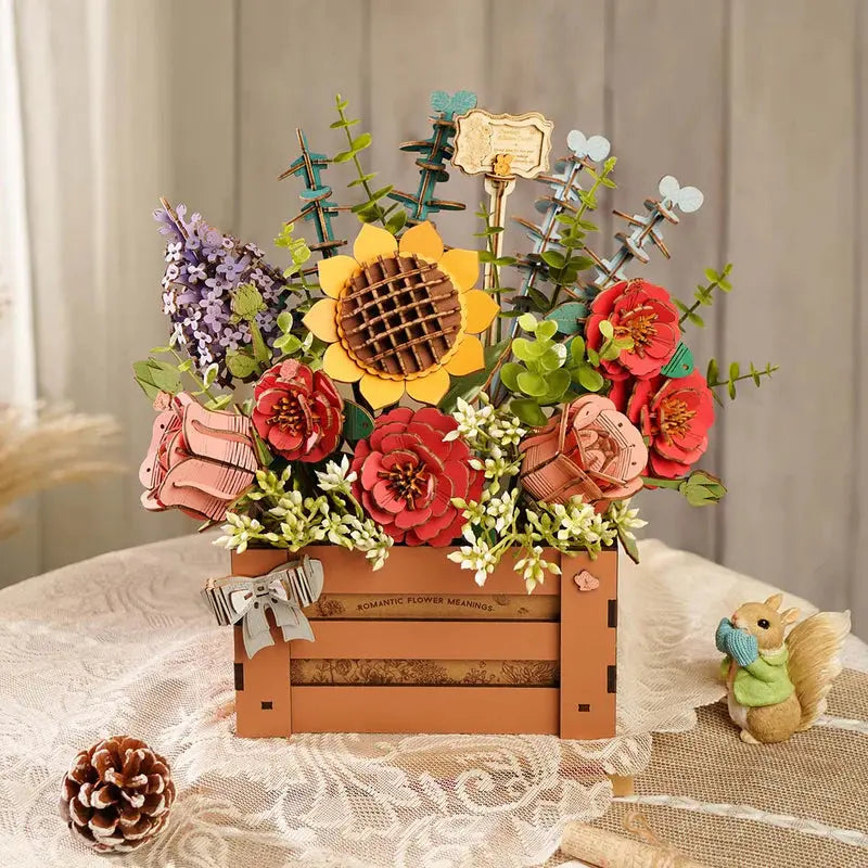 Puzzle 3D Boîte à Fleurs en Bois - Crafterra