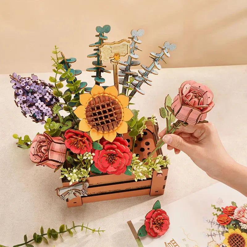 Puzzle 3D Boîte à Fleurs en Bois - Crafterra