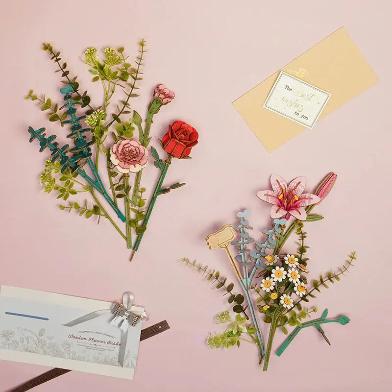 Puzzle 3D Panier de Fleurs en Bois Crafterra