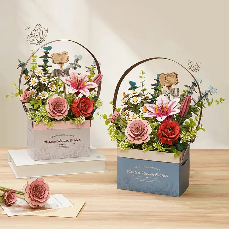 Puzzle 3D Panier de Fleurs en Bois Crafterra