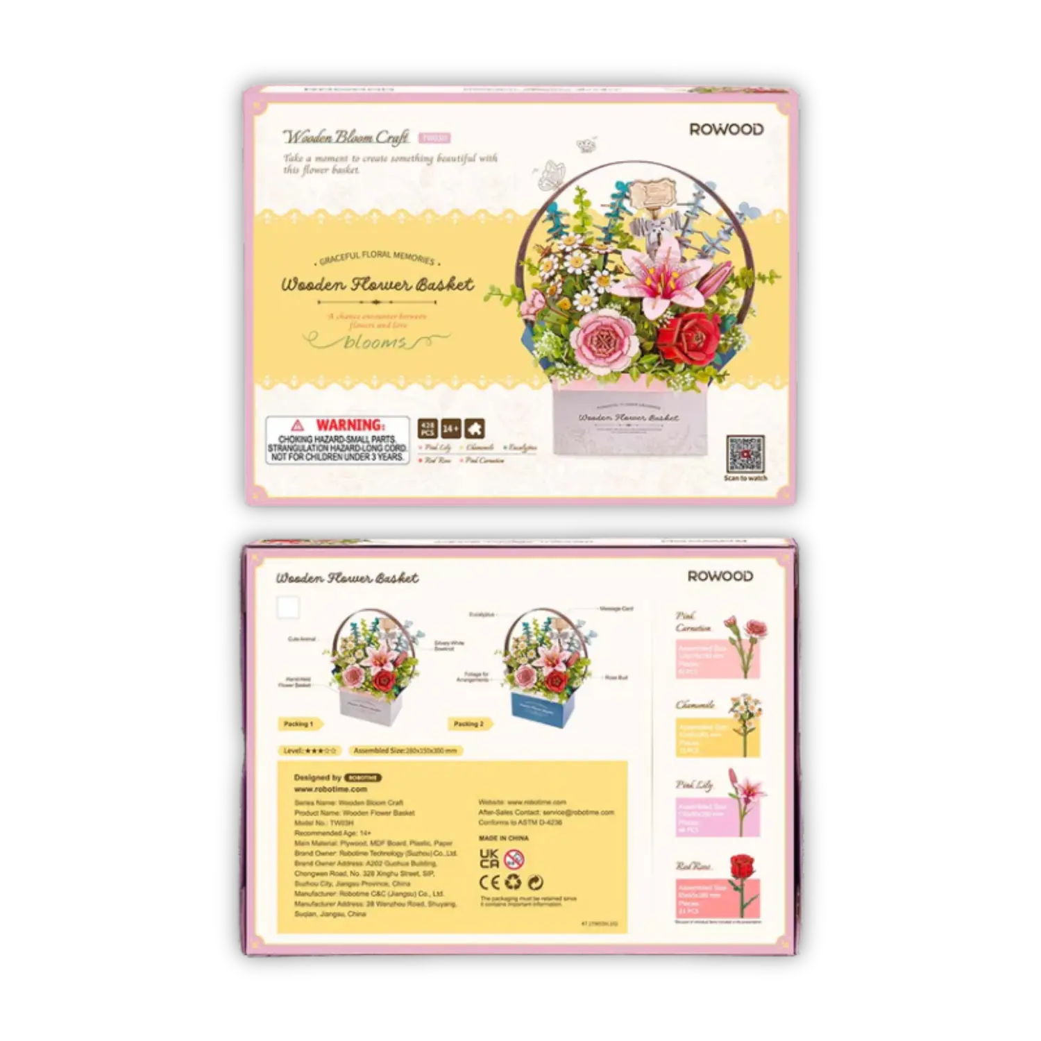 Puzzle 3D Panier de Fleurs en Bois Crafterra