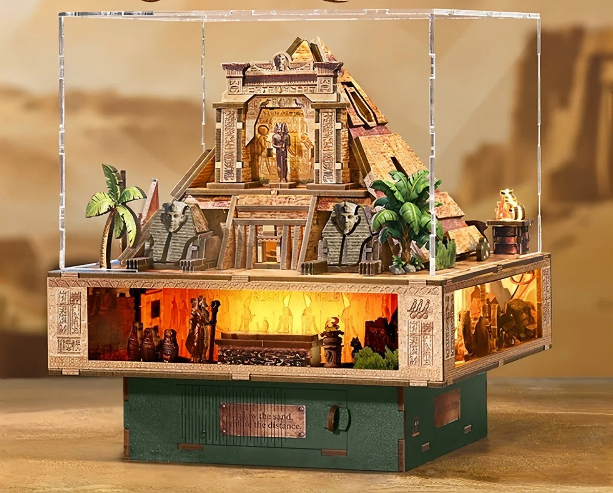 Book Nook Desert Secret Journey illuminé, face du temple