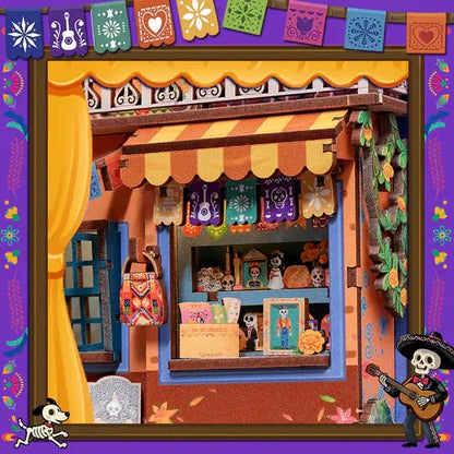 CUTEBEE Kit de coin de livre de maison miniature DIY - Puzzle en bois 3D découpé au laser pour adultes, insert d'étagère créatif et décoration de bureau à domicile Crafterra