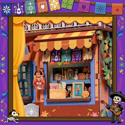 CUTEBEE Kit de coin de livre de maison miniature DIY - Puzzle en bois 3D découpé au laser pour adultes, insert d'étagère créatif et décoration de bureau à domicile Crafterra