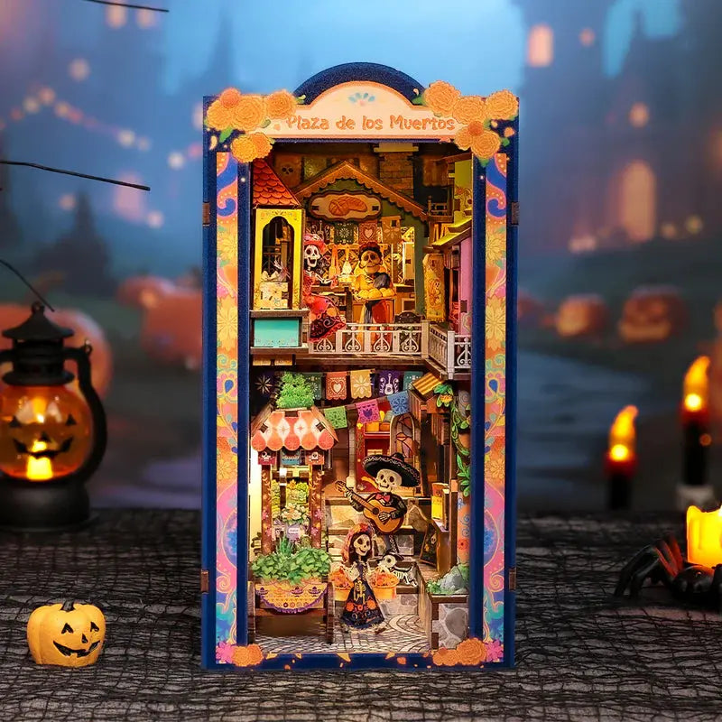 CUTEBEE Kit de coin de livre de maison miniature DIY - Puzzle en bois 3D découpé au laser pour adultes, insert d'étagère créatif et décoration de bureau à domicile Crafterra