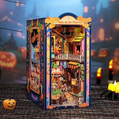 CUTEBEE Kit de coin de livre de maison miniature DIY - Puzzle en bois 3D découpé au laser pour adultes, insert d'étagère créatif et décoration de bureau à domicile Crafterra