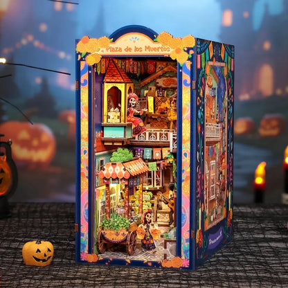 CUTEBEE Kit de coin de livre de maison miniature DIY - Puzzle en bois 3D découpé au laser pour adultes, insert d'étagère créatif et décoration de bureau à domicile Crafterra