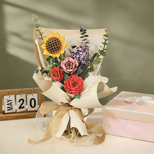 Puzzle 3D Bouquet de Fleurs en Bois - Crafterra