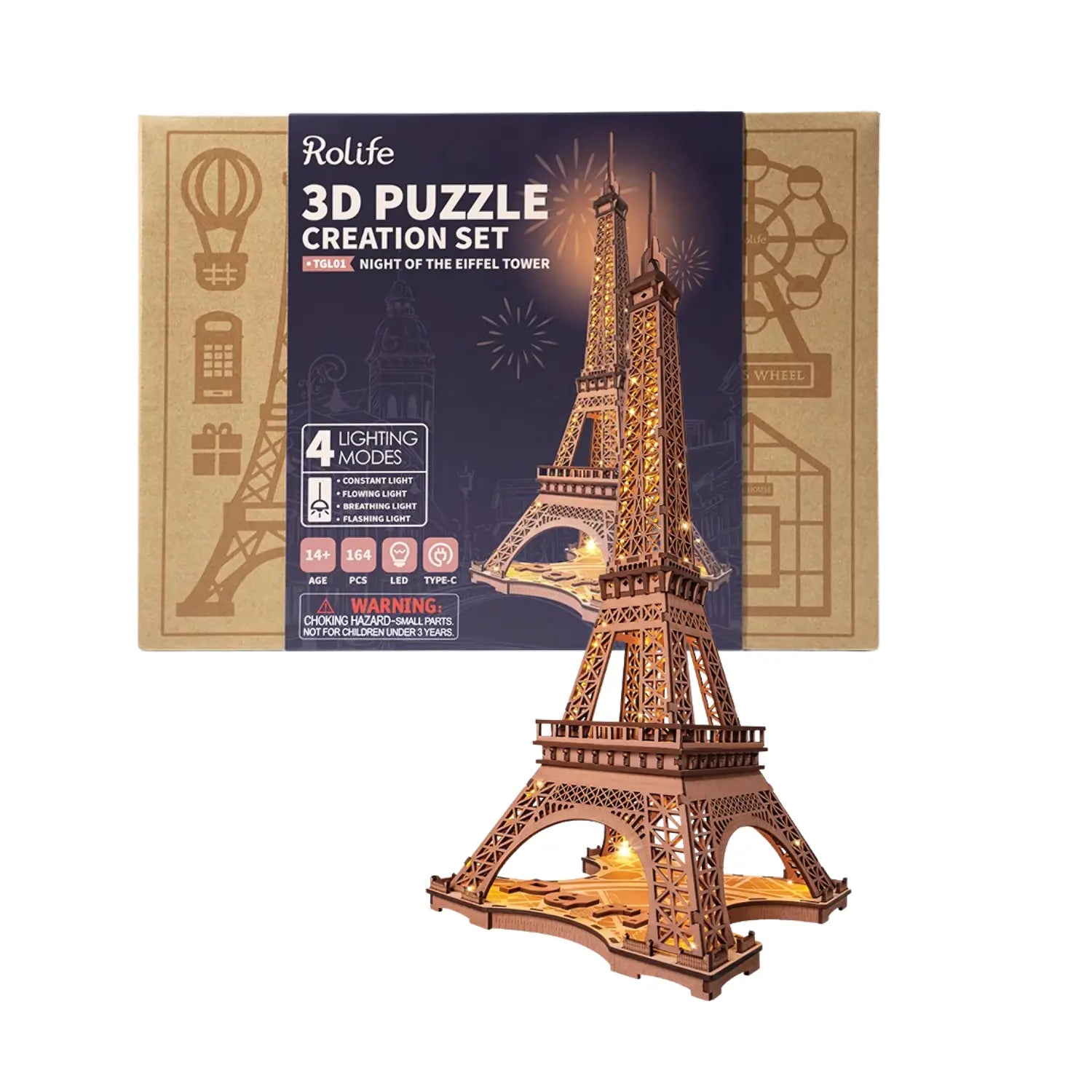 Puzzle 3D Nuit de la Tour Eiffel Crafterra