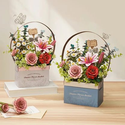 Puzzle 3D Panier de Fleurs en Bois Crafterra