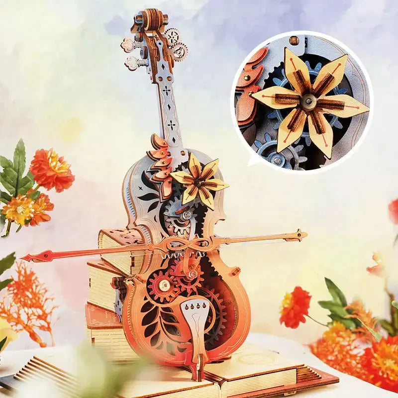 Robotime Rokr Puzzle 3D en bois Symphonie des beaux rêves Boîte à musique mécanique Conception pré-colorée Cadeau pour la famille Enfants BuildToy Crafterra