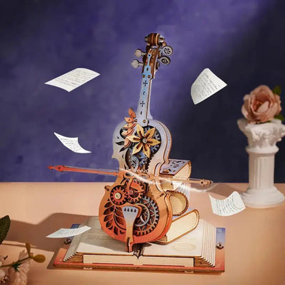 Robotime Rokr Puzzle 3D en bois Symphonie des beaux rêves Boîte à musique mécanique Conception pré-colorée Cadeau pour la famille Enfants BuildToy Crafterra