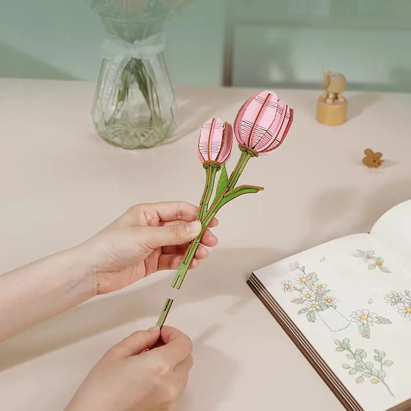 Puzzle 3D Tulipe Rose Crafterra