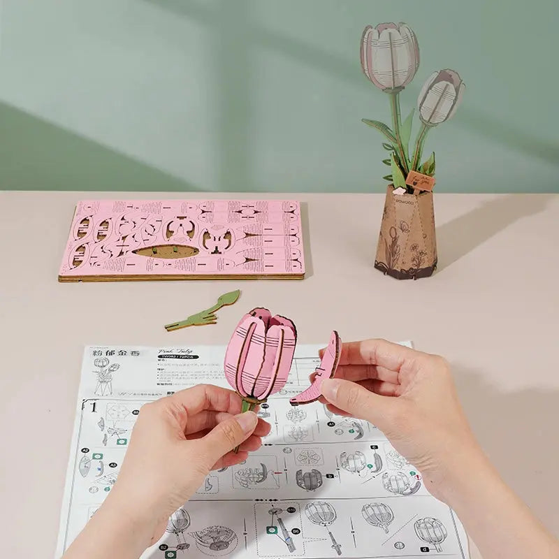 Puzzle 3D Tulipe Rose Crafterra