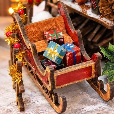 Détail du traîneau chargé de cadeaux