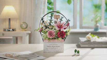 Puzzle 3D Panier de Fleurs en Bois