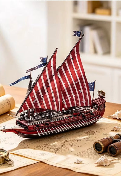 Puzzle 3D Galère de Guerre avec carte marine et longue-vue
