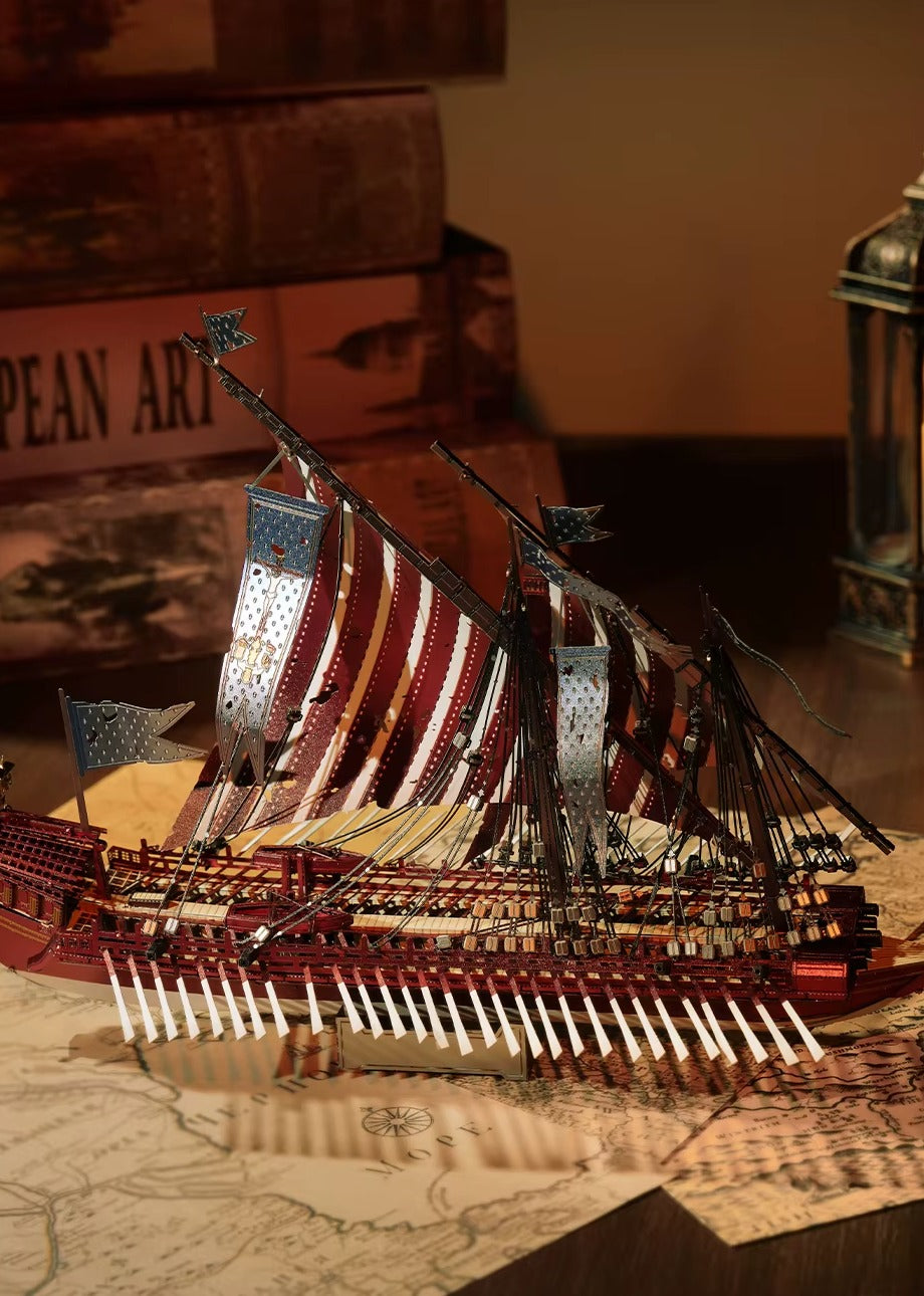 Puzzle 3D Galère de Guerre exposé près de livres anciens